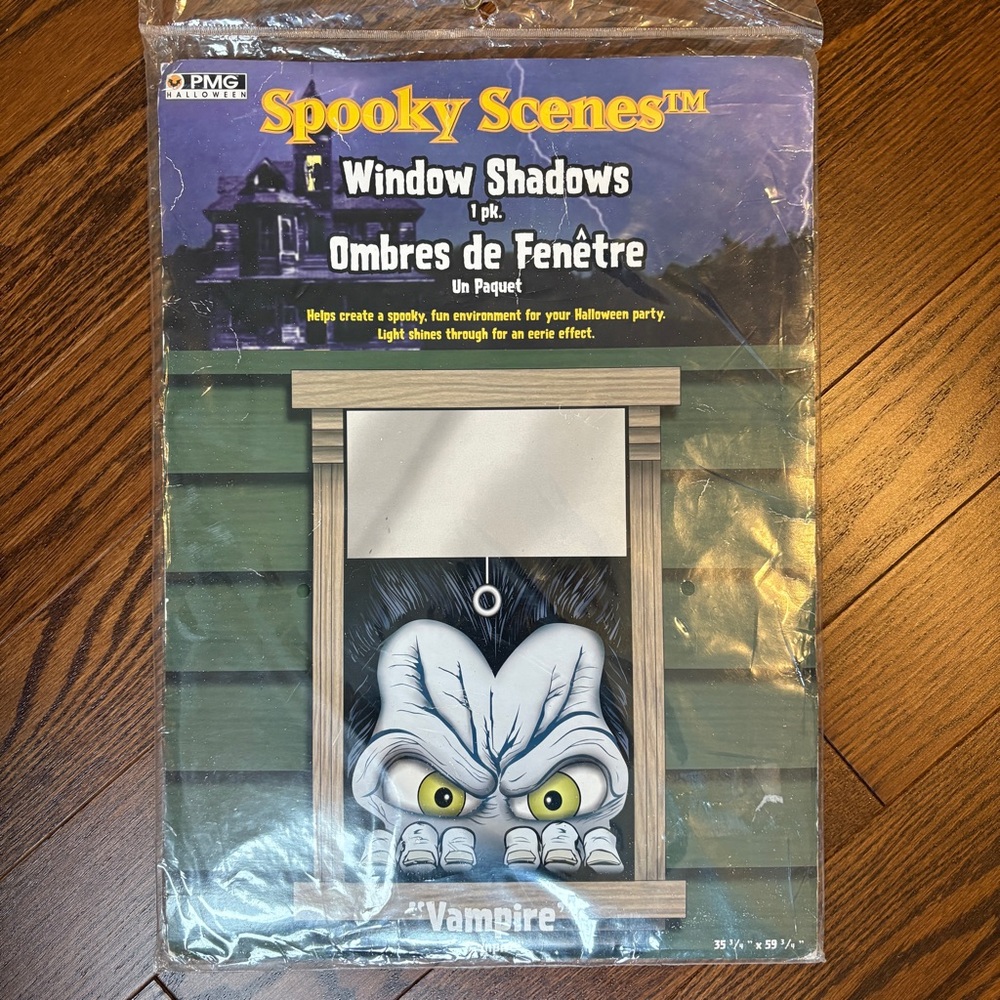 Spooky Scenes Vampire Window Shadows Decor 35 3/4" x 59 3/4" SEALED